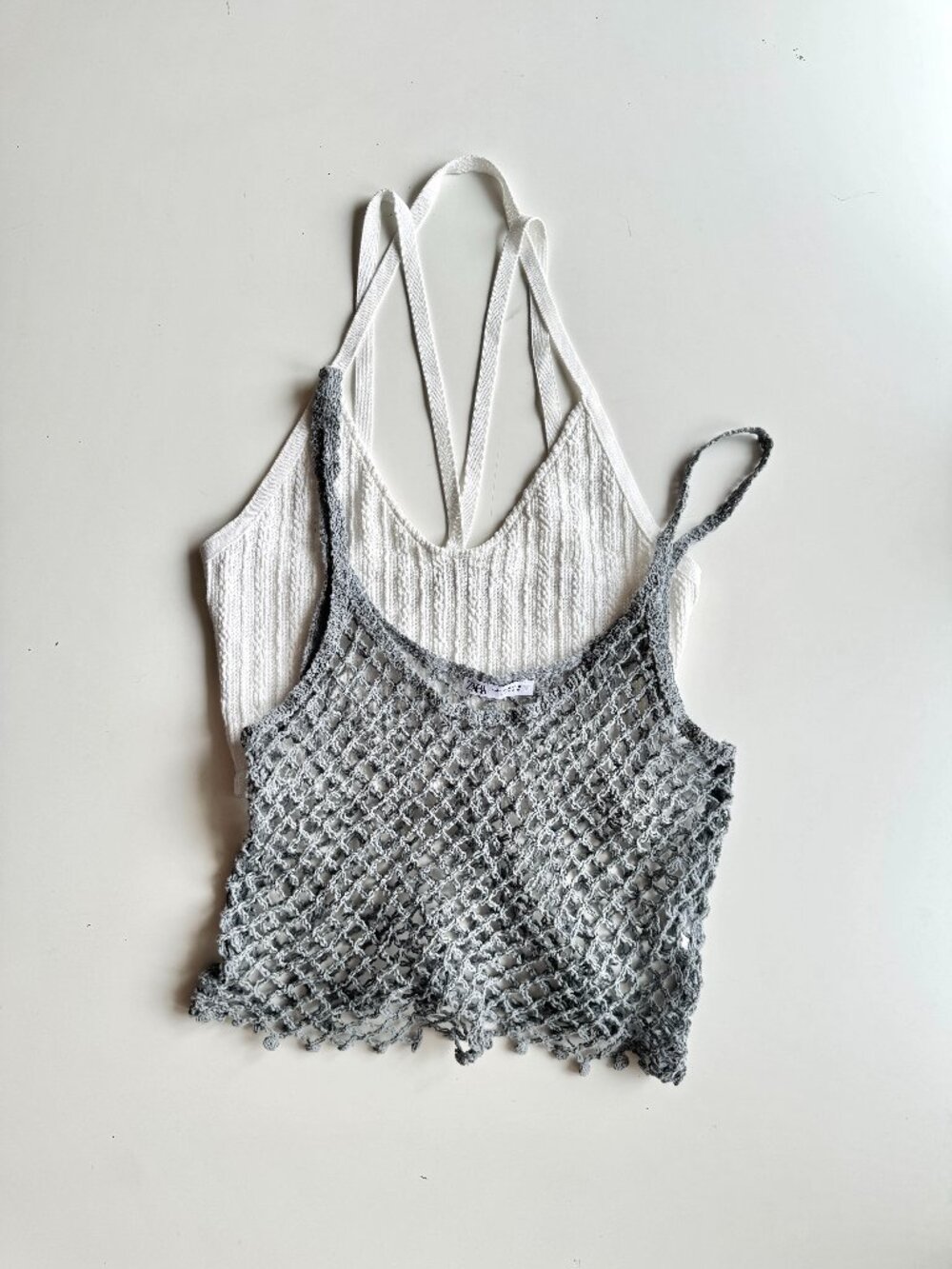 Lot of 2 ZARA Size M Knit Cropped Bustier Tank Tops